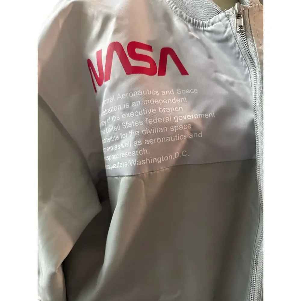 ASSTSERIES NASA Silver Reflective Techwear Aerospace Bomber Jacket, Size XL